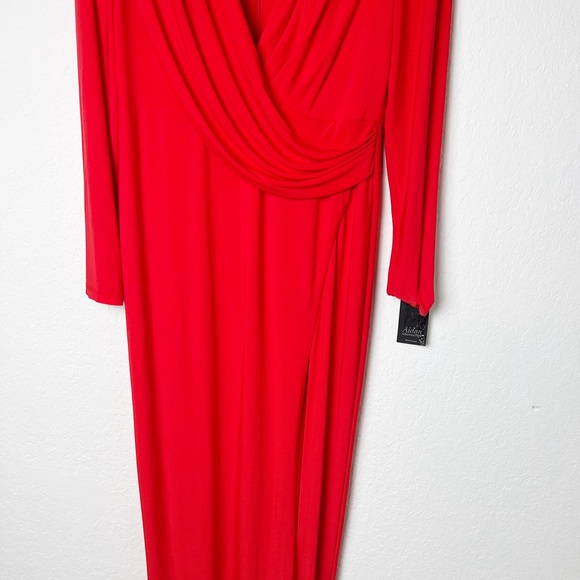 Aidan Mattox Draped Deep V-Neck Gown - Picture 4 of 9